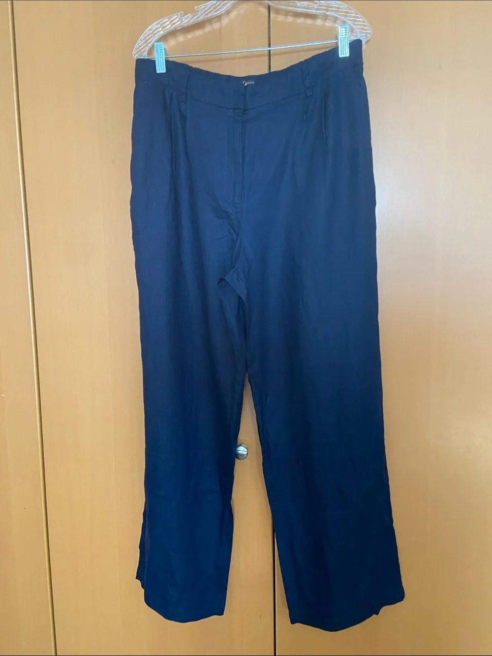 Quince 100% European Linen Pleated Trouser in Deep Navy Size 14